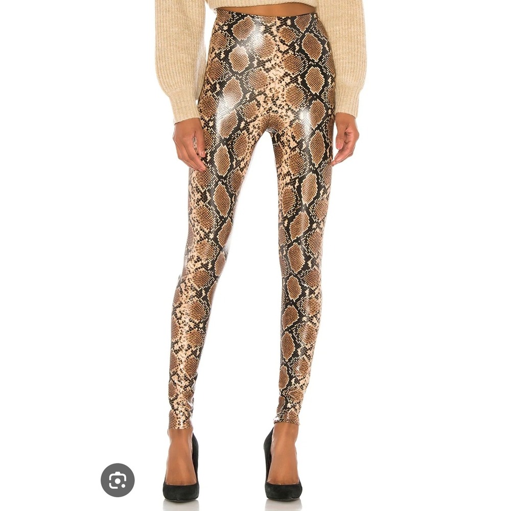 Commando Perfect Control Faux Leather Compression High Rise Leggings Snake M